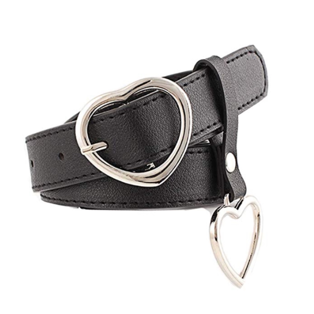 Black heart buckle belt